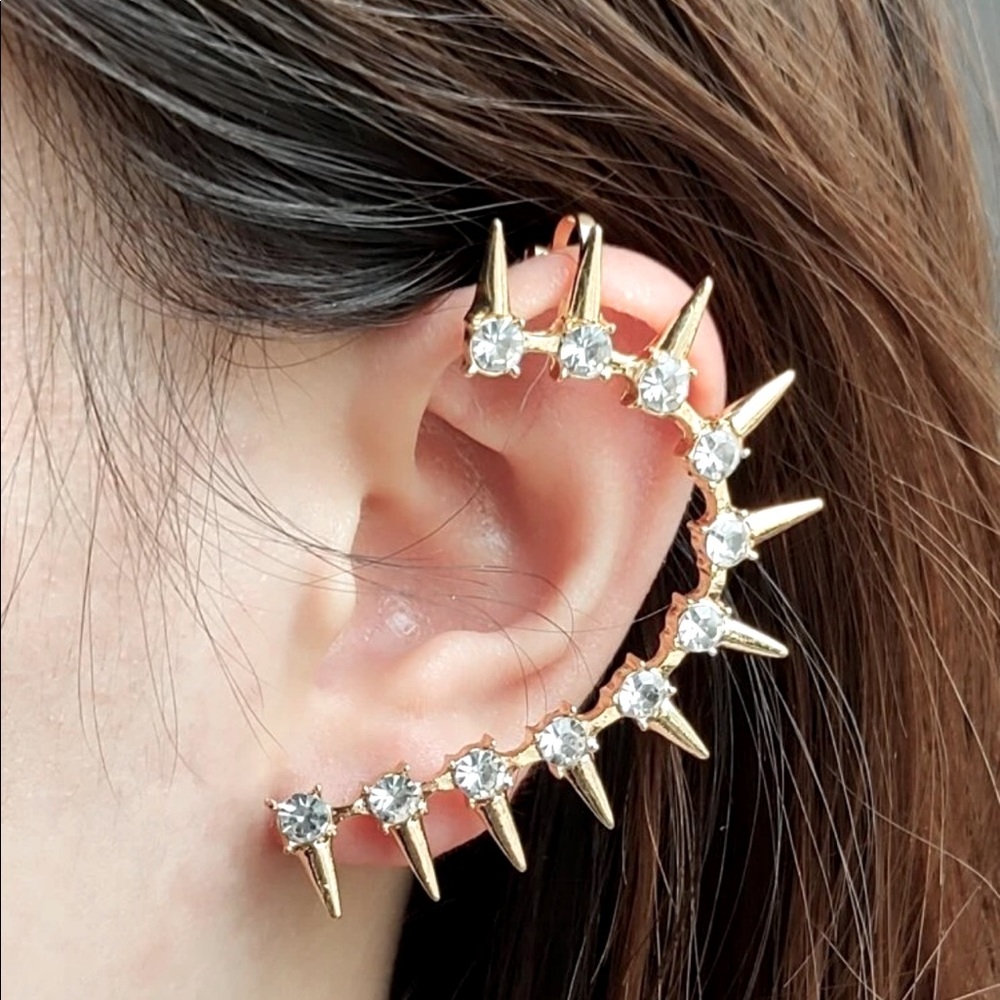 🔥2for$25🔥 1pc spike rhinestone earing crawler